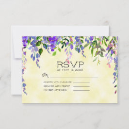 Cartons Réponse Aquarelle Purple Lavande Floral Jaune Mariage