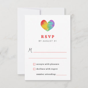 Cartons Réponse Aquarelle Remplie Fierté Coeur Gay Lesbien Mariage