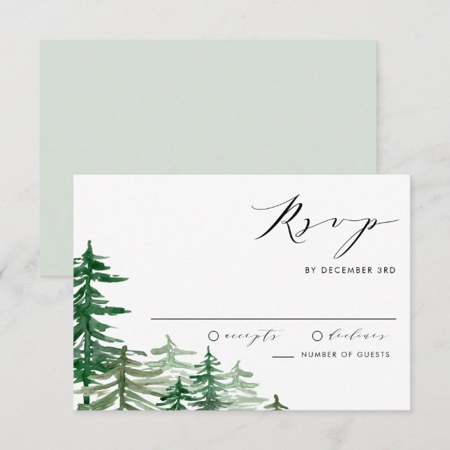 Cartons Réponse Aquarelle romantique Bois Printemps Mariage (Devant / Derrière)