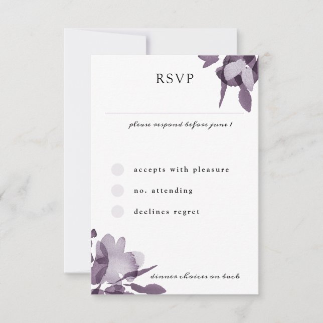 Cartons Réponse Aquarelle romantique Floral Améthyste Mariage (Devant)