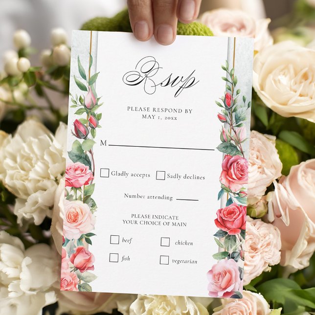 Cartons Réponse Aquarelle romantique Roses roses roses et calligra (Créateur téléchargé)
