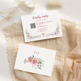 Cartons Réponse Aquarelle rose et Mariage chrétien croisé