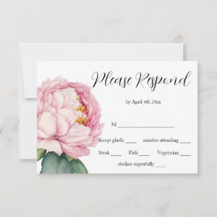 Cartons Réponse Aquarelle rose florales pink pivoines rose mariage