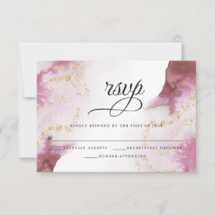 Cartons Réponse Aquarelle Rose Quartz Gold Geode BarefootBride™