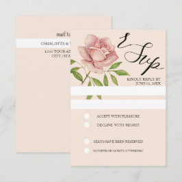 Cartons Réponse Aquarelle rose Rose peinte à la main