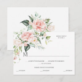 Cartons Réponse Aquarelle rose Roses Eucalyptus Botanique