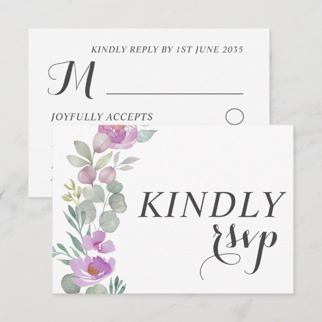 Cartons Réponse Aquarelle rose rustique Mariage (Devant / Derrière)