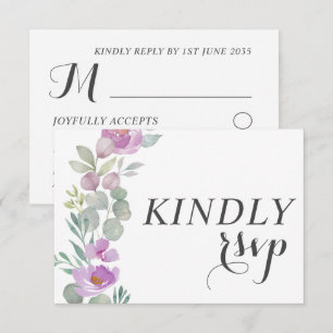 Cartons Réponse Aquarelle rose rustique Mariage