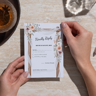 Cartons Réponse Aquarelle Rustique Boho Arch Mariage Floral