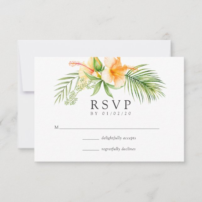 Cartons Réponse Aquarelle Tropical Floral Beach Mariage (Devant)
