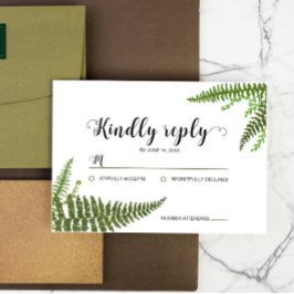 Cartons Réponse Aquarelle vert Fern Mariage feuille Fiançailles RS