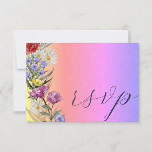 Cartons Réponse Aquarelle Whimsical Fleur sauvage Mariage coloré