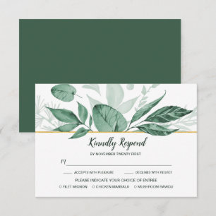 Cartons Réponse Aquarelle Wild Feuilles Hunter Mariage vert