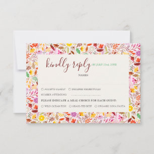 Cartons Réponse Aquarelles vives Fleurs de tulipe d'été Mariage