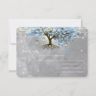 Cartons Réponse Arbre à feuilles en forme de cœur bleu sonnette de