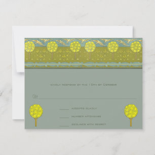 Cartons Réponse Arbre bleu Turquoise jaune citron Art Nouveau