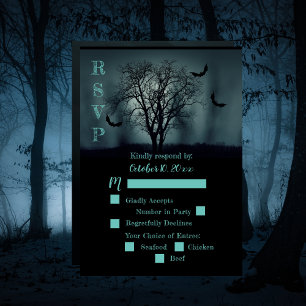 Cartons Réponse Arbre sinistre Chauves-souris Halloween Mariage RS