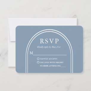 Cartons Réponse Arc Mariage moderne élégant Dusty Blue