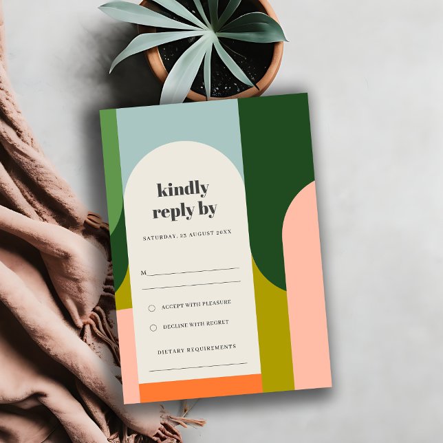 Cartons Réponse Arche rétro Super colorée Abstrait Mariage gras (Créateur téléchargé)