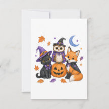 Art de chat noir sorcière hibou renard citrouille