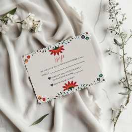 Cartons Réponse Art folklorique mexicain Floral Botanical Mariage 