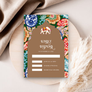 Cartons Réponse Art populaire indien Elephant Mariage beige