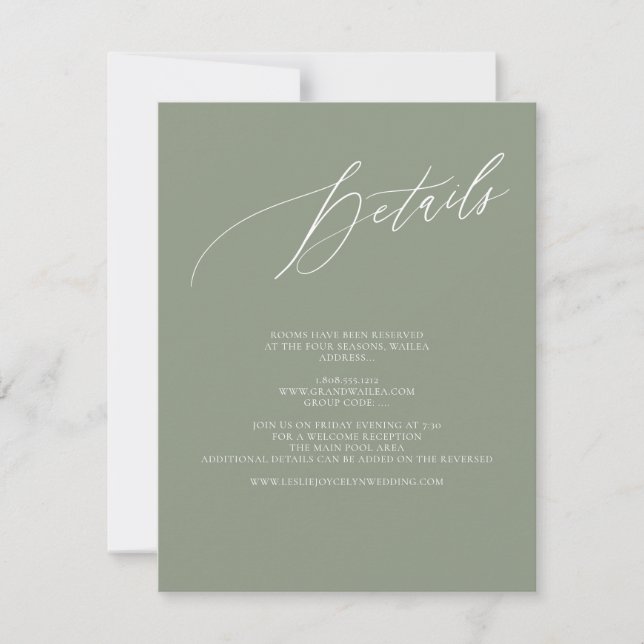 Cartons Réponse ArtsApp Elegant Sage Details Luxe Calligraphy (Devant)