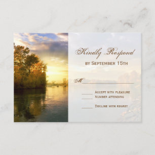 Cartons Réponse Automne Arbres Rivière Coucher de soleil Mariage R