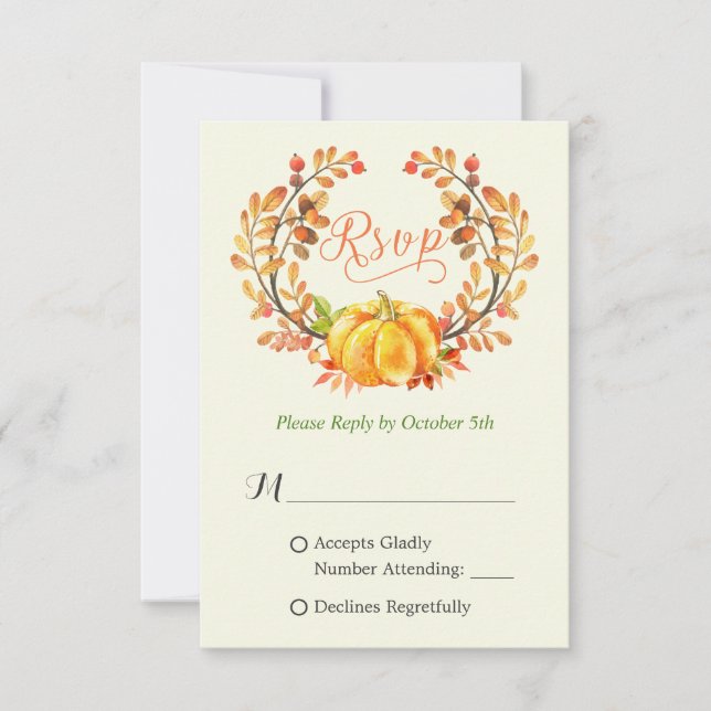 Cartons Réponse Automne Citrouille Automne Floral Feuille Wreath R (Devant)