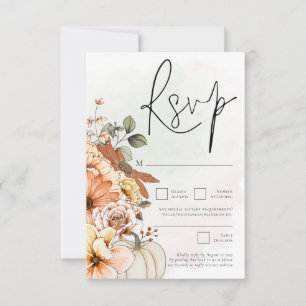 Cartons Réponse Automne Floral Citrouille Aquarelle QR Code
