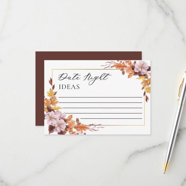 Cartons Réponse Automne Mariage Floral Date Nuit Idées (Devant/Arrière en situation)