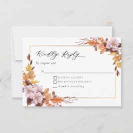 Cartons Réponse Automne Mariage Floral Floral Répondre Script