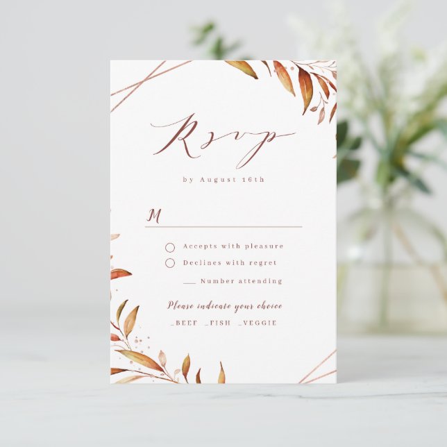 Cartons Réponse Automne Moderne Verdure Mariage géométrique Rustiq (Debout devant)