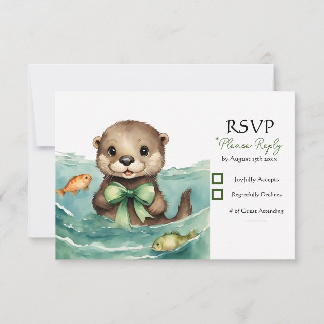 Cartons Réponse Baby Otter Baby shower neutre selon le sexe (Devant)