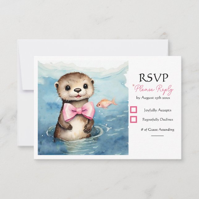 Cartons Réponse Baby Otter Fille fête d'anniversaire (Devant)