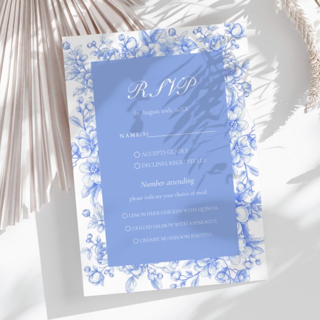 Cartons Réponse Baby Shower Floral Français Quelque Chose De Bleu (Créateur téléchargé)