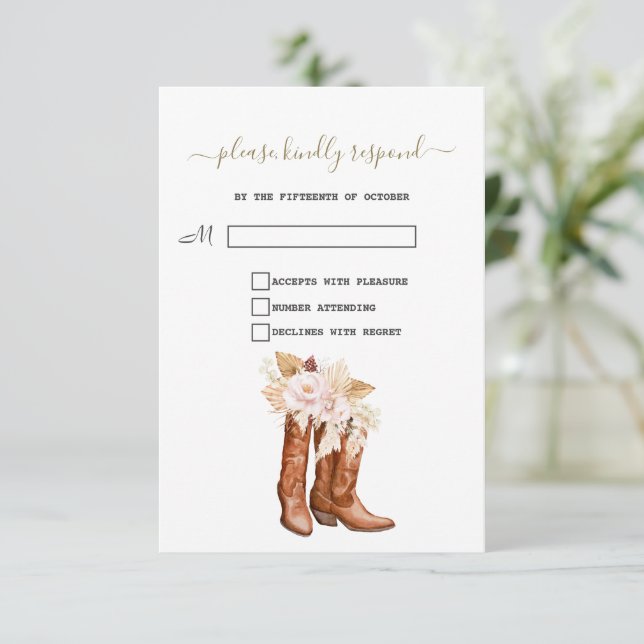 Cartons Réponse Baby shower Floral Western Boots Cowgirl (Debout devant)