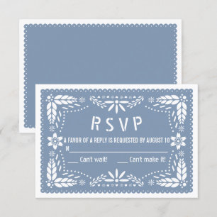 Cartons Réponse Baby shower picado papillon bleu Dusty
