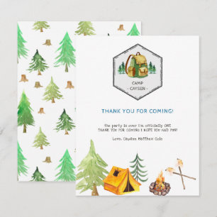 Cartons Réponse Badges et icônes de camping   Merci d'anniversaire