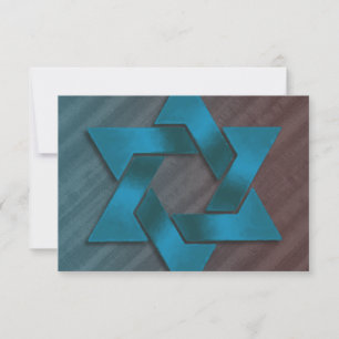 Cartons Réponse Bar Mitzvah Étoile Brown et Turquoise de David RSV