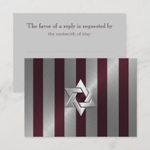 Cartons Réponse Bar Mitzvah Wine and Silver Stripe