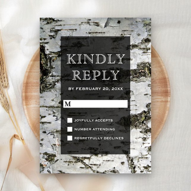 Cartons Réponse Barre de Birch Rustique Mariage moderne (Créateur téléchargé)