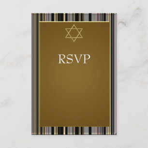 Cartons Réponse Barre noire Mitzvah RSV d'étoile de David de