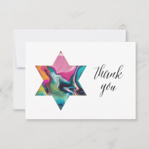 Cartons Réponse Bat mitzvah de l'étoile juive arc-en-ciel marbré