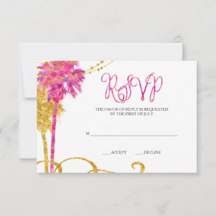 Cartons Réponse Bat mitzvah de plage Pink Gold