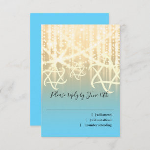 Cartons Réponse Bat mitzvah Turquoise et Gold Sparkly