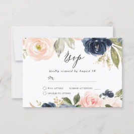 Cartons Réponse Beau Blush & Navy Floral Spring Wedding
