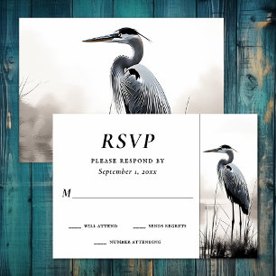 Cartons Réponse Beau Grand Héron Bleu Mariage d'oiseaux côtiers