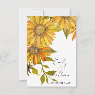 Cartons Réponse Beau Joli Mariage fleuri de tournesol jaune