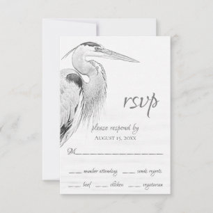 Cartons Réponse Beau Mariage de croquis d'oiseaux d'eau de Héron b